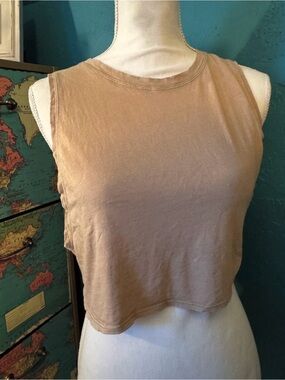 aerie Cropped Sleeveless Tank Top - Beige
